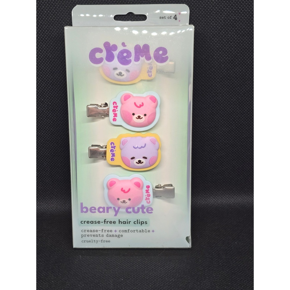 The Creme Shop Kidcore Beary Cute Crease-Free Hair Clips Set of 4 Pastel Bear